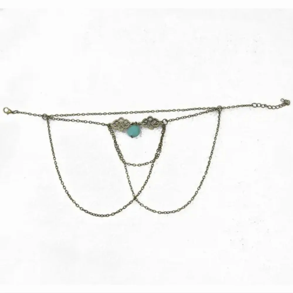 Armband Faux Turquoise Arm Cuff Sleeve Chain Armlet Bracelet Bronze Gold Silver